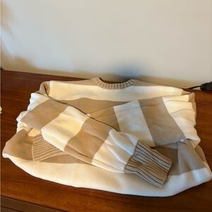 brandy Melville Tan & White Striped Sweater | one size